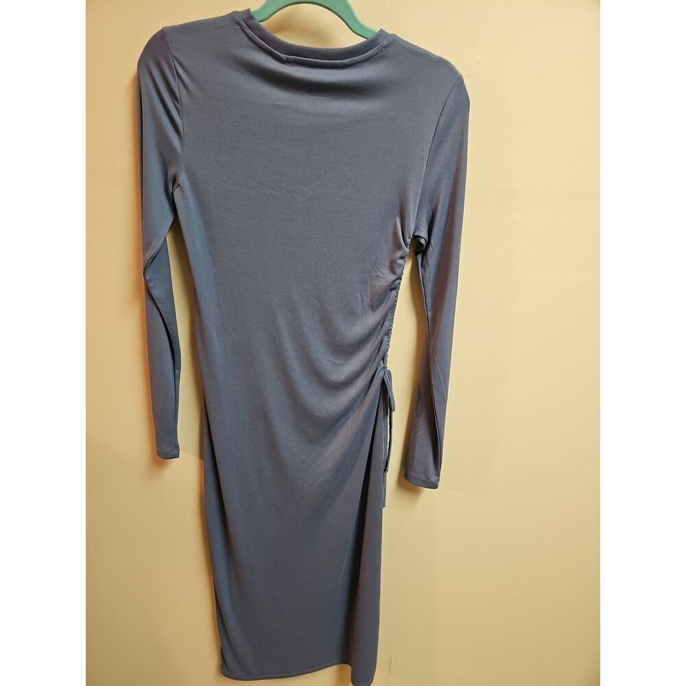 Vero Moda Slate Blue Knit Fitted Dress With Cinched Side Size S NWT - Picture 5 of 6